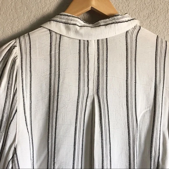 Anthro Maven West Striped Gauzy Wide Flare Sleeve Blouse - Picture 8 of 10